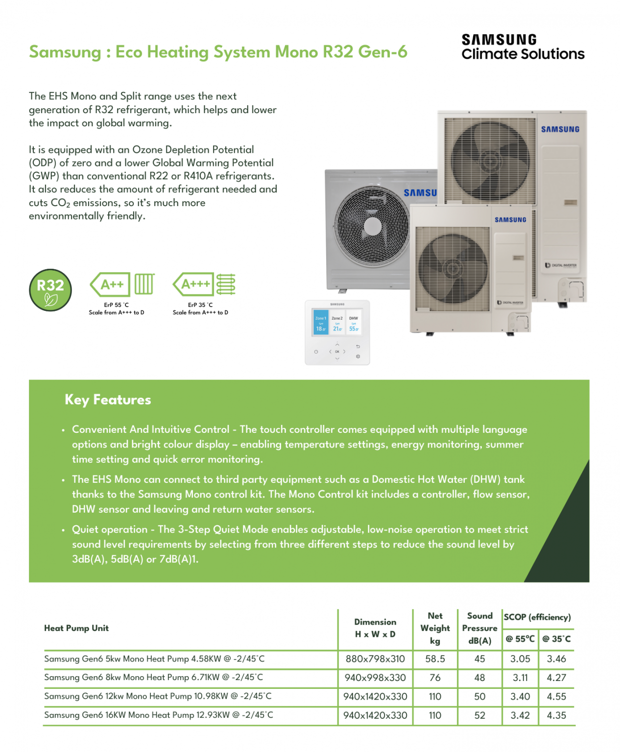 Tasug R32 Samsung EHS Mono R32 Gen 6 - Ultimate Renewables Supplies - Heat Pumps ...